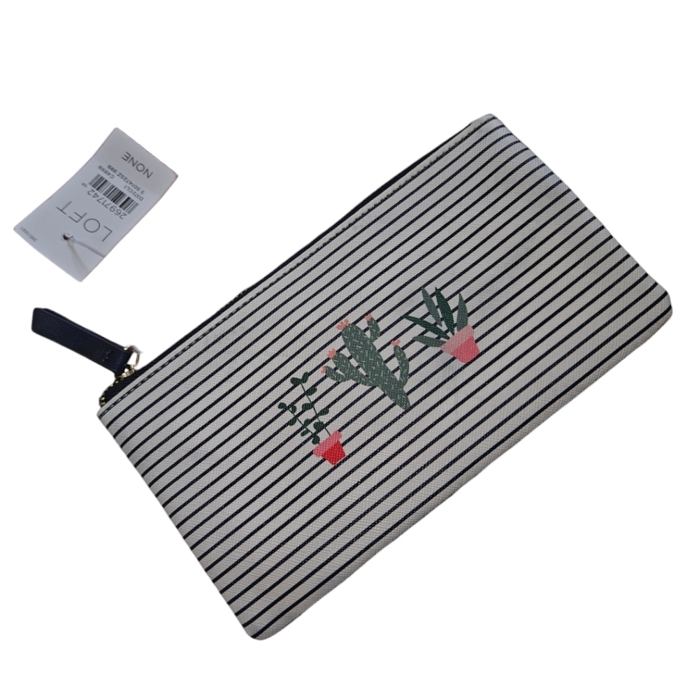 NWT Loft Striped Cactus Cosmetic Bag